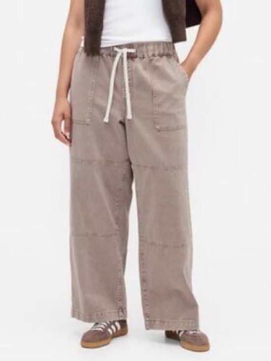 GAP Pants - GAP Wide-Leg Drawstring Pants - Taupe